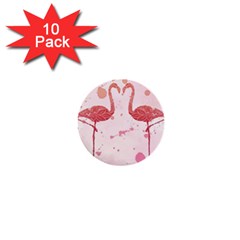 Pink Watercolour Flamingo 1  Mini Button (10 Pack)  by charliecreates