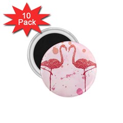 Pink Watercolour Flamingo 1 75  Magnet (10 Pack)  by charliecreates