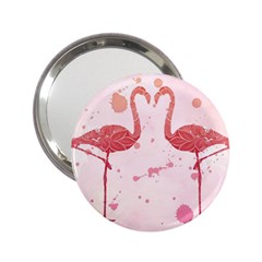 Pink Watercolour Flamingo 2 25  Handbag Mirror by charliecreates