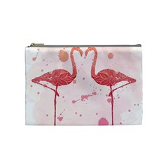 Pink Watercolour Flamingo Cosmetic Bag (medium) by charliecreates