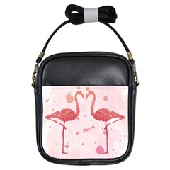 Pink Watercolour Flamingo Girls Sling Bag by charliecreates