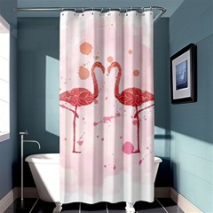 Pink Watercolour Flamingo Shower Curtain 36  X 72  (stall) by charliecreates