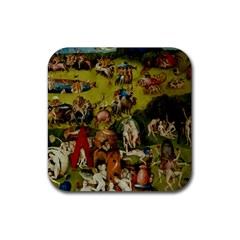 Hieronymus Bosch The Garden Of Earthly Delights (closeup) 3 Rubber Coaster (square)  by impacteesstreetwearthree