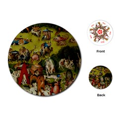 Hieronymus Bosch The Garden Of Earthly Delights (closeup) 3 Playing Cards Single Design (round)