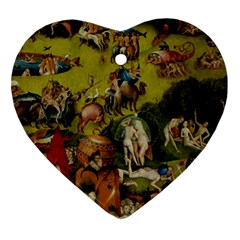 Hieronymus Bosch The Garden Of Earthly Delights (closeup) 3 Heart Ornament (two Sides)