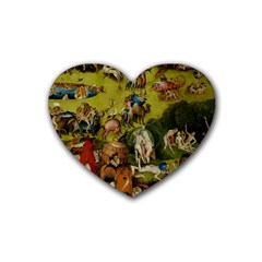 Hieronymus Bosch The Garden Of Earthly Delights (closeup) 3 Rubber Coaster (heart) 