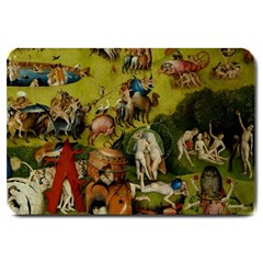 Hieronymus Bosch The Garden Of Earthly Delights (closeup) 3 Large Doormat  by impacteesstreetwearthree