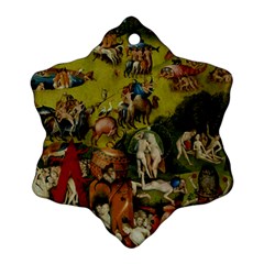 Hieronymus Bosch The Garden Of Earthly Delights (closeup) 3 Snowflake Ornament (two Sides)