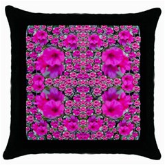 From The Sky Came Flowers In Peace Throw Pillow Case (black) by pepitasart