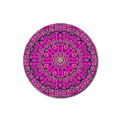 From The Sky Came Flowers In Calm Bohemian Peace Rubber Coaster (round)  by pepitasart