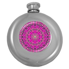 From The Sky Came Flowers In Calm Bohemian Peace Round Hip Flask (5 Oz) by pepitasart