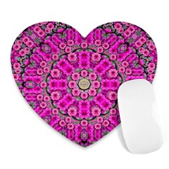 From The Sky Came Flowers In Calm Bohemian Peace Heart Mousepads by pepitasart