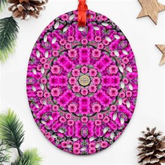 From The Sky Came Flowers In Calm Bohemian Peace Oval Filigree Ornament (two Sides) by pepitasart