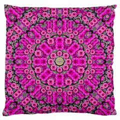 From The Sky Came Flowers In Calm Bohemian Peace Large Flano Cushion Case (one Side) by pepitasart