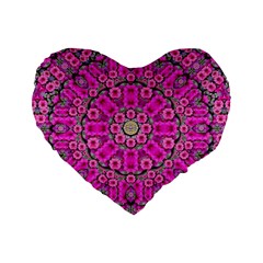 From The Sky Came Flowers In Calm Bohemian Peace Standard 16  Premium Flano Heart Shape Cushions by pepitasart