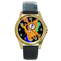 Stars Wassily Kandinsky (neg) Round Gold Metal Watch by impacteesstreetwearthree