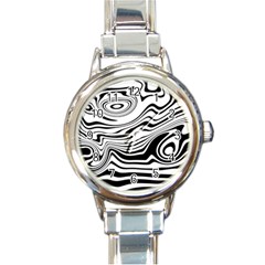 Lines Abstract Distorted Texture Round Italian Charm Watch