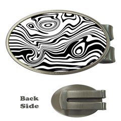 Lines Abstract Distorted Texture Money Clips (Oval) 