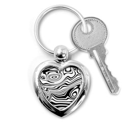 Lines Abstract Distorted Texture Key Chain (Heart)