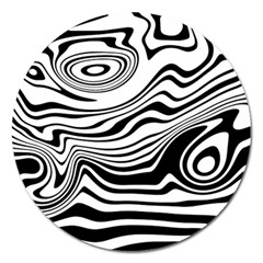 Lines Abstract Distorted Texture Magnet 5  (Round)