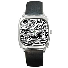 Lines Abstract Distorted Texture Square Metal Watch