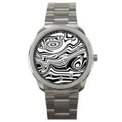 Lines Abstract Distorted Texture Sport Metal Watch