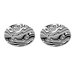 Lines Abstract Distorted Texture Cufflinks (oval) by Pakrebo