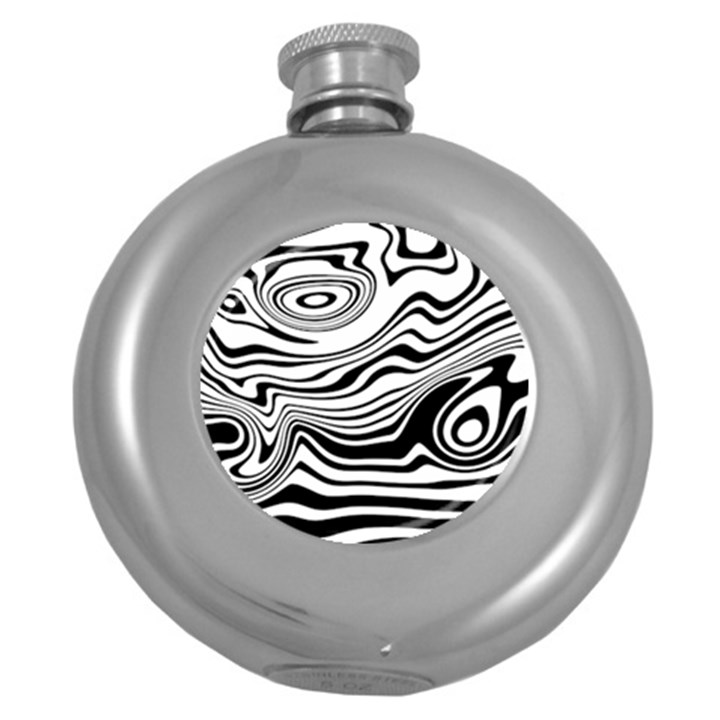 Lines Abstract Distorted Texture Round Hip Flask (5 oz)