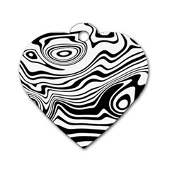 Lines Abstract Distorted Texture Dog Tag Heart (One Side)