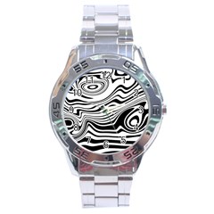 Lines Abstract Distorted Texture Stainless Steel Analogue Watch