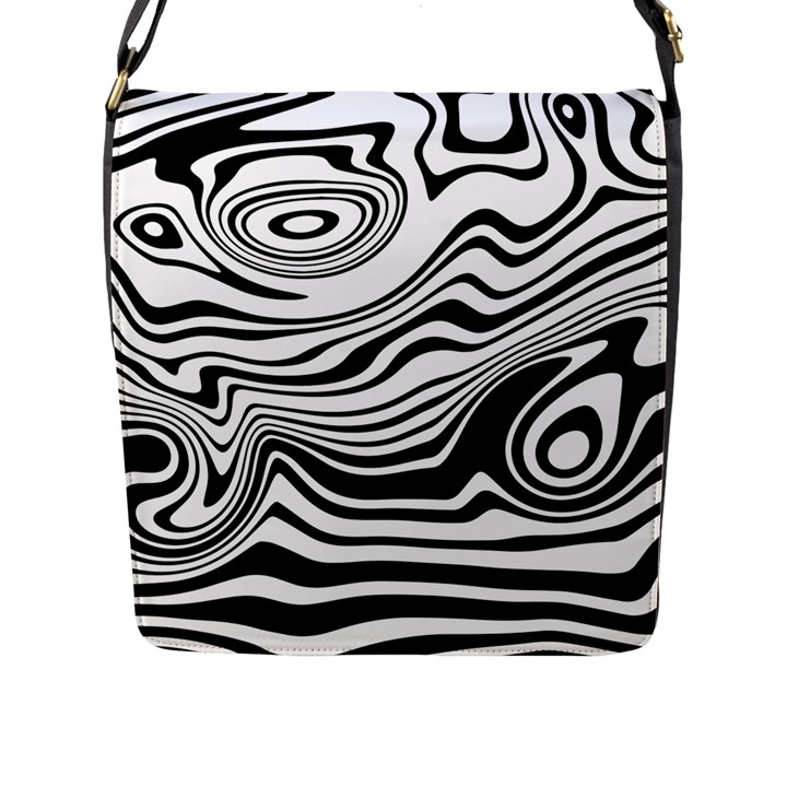 Lines Abstract Distorted Texture Flap Closure Messenger Bag (L)