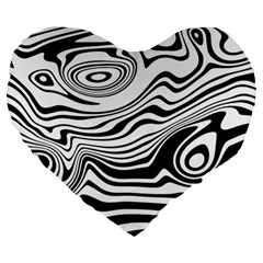 Lines Abstract Distorted Texture Large 19  Premium Flano Heart Shape Cushions