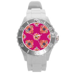 Morroco Tile Traditional Marrakech Round Plastic Sport Watch (l) by Pakrebo