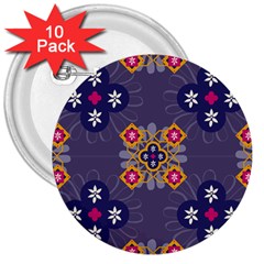 Morocco Tile Traditional Marrakech 3  Buttons (10 pack) 