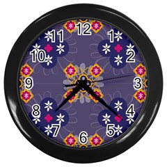 Morocco Tile Traditional Marrakech Wall Clock (Black)