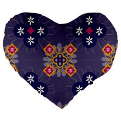 Morocco Tile Traditional Marrakech Large 19  Premium Heart Shape Cushions