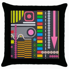 Abstract Background Colors Shapes Throw Pillow Case (black) by Pakrebo