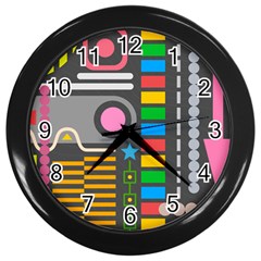 Abstract Background Colors Shapes Wall Clock (black) by Pakrebo