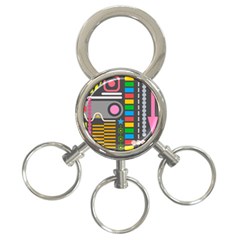 Abstract Background Colors Shapes 3-ring Key Chain by Pakrebo