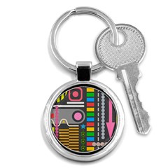 Abstract Background Colors Shapes Key Chain (round) by Pakrebo