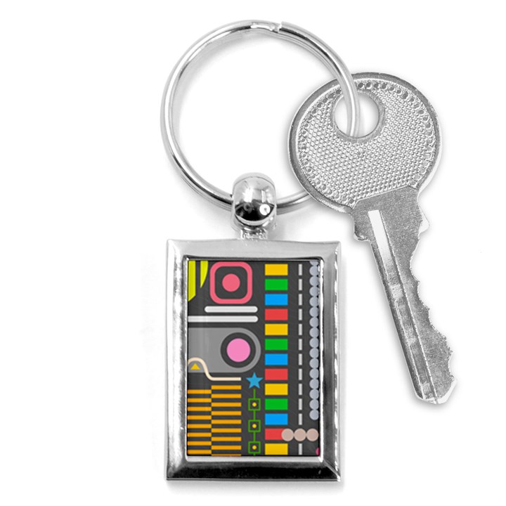 Abstract Background Colors Shapes Key Chain (Rectangle)