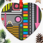 Abstract Background Colors Shapes Heart Ornament (Two Sides) Back