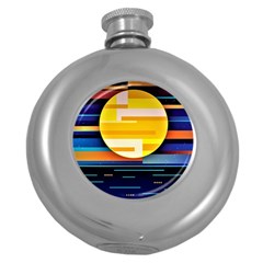 Background Abstract Horizon Round Hip Flask (5 Oz) by Pakrebo