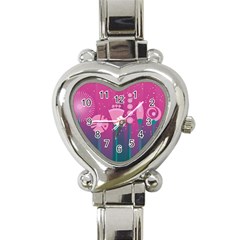 Floral Flowers Abstract Pink Heart Italian Charm Watch by Pakrebo