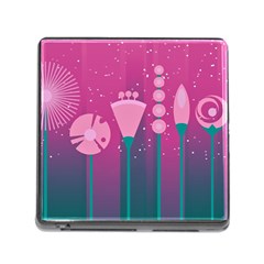 Floral Flowers Abstract Pink Memory Card Reader (square 5 Slot) by Pakrebo