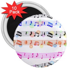 Music Background Music Note 3  Magnets (10 Pack)  by Pakrebo