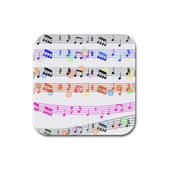 Music Background Music Note Rubber Square Coaster (4 Pack)  by Pakrebo