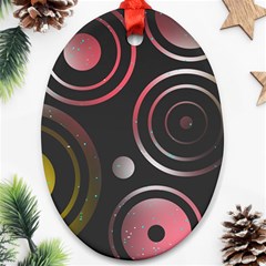 Circles Pinks Yellows Design Ornament (oval) by Pakrebo