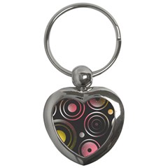 Circles Pinks Yellows Design Key Chain (heart) by Pakrebo