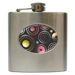 Circles Pinks Yellows Design Hip Flask (6 Oz) by Pakrebo